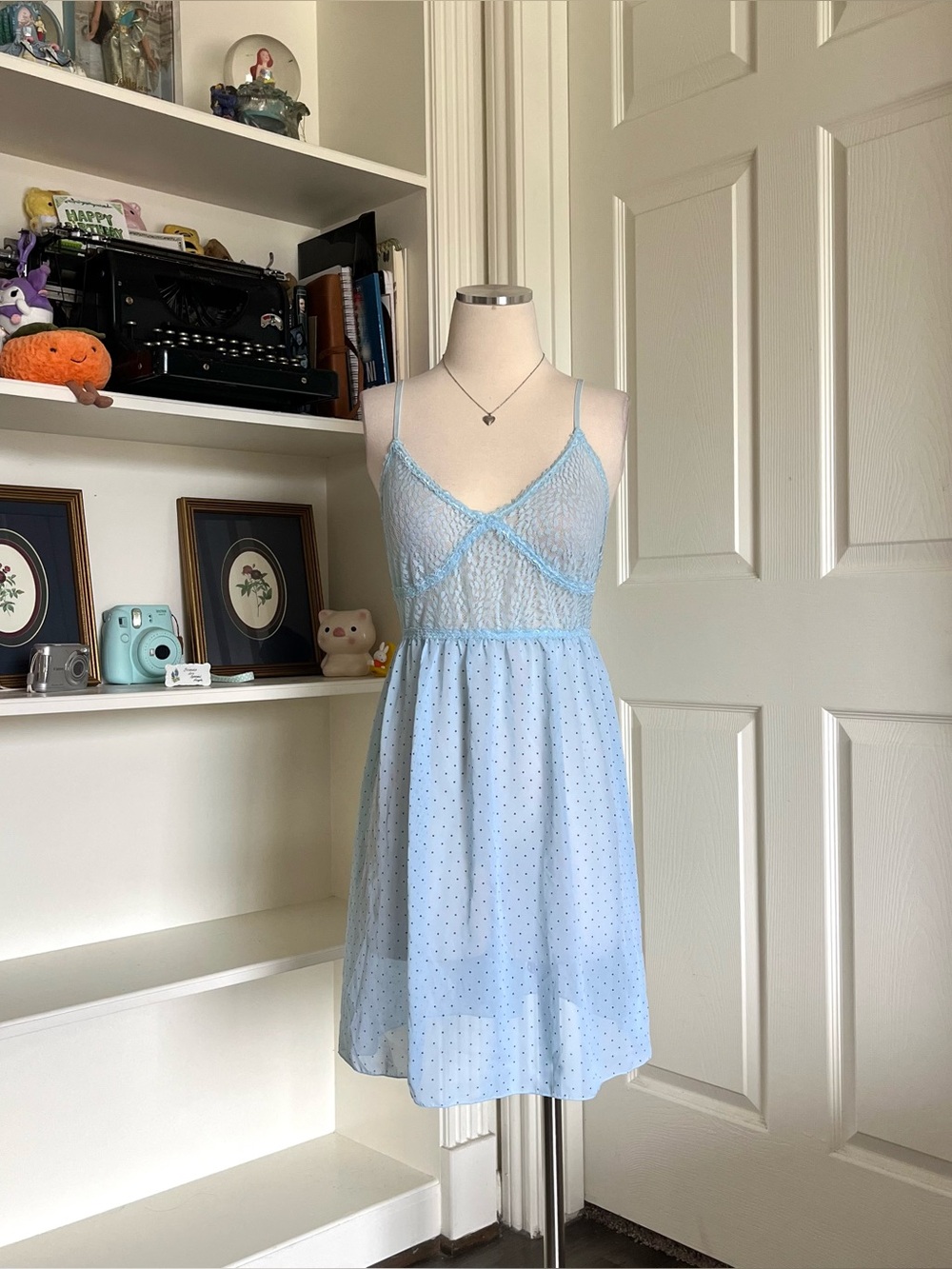 Cosmopolitan baby blue polka dot stars babydoll chemise dress